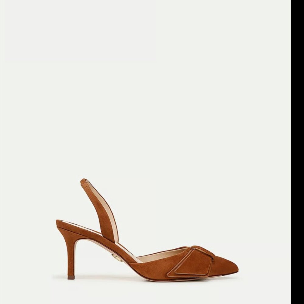 Veronica Beard Brown Suede Pointed-Toe Slingback Heels - Picture 7 of 9